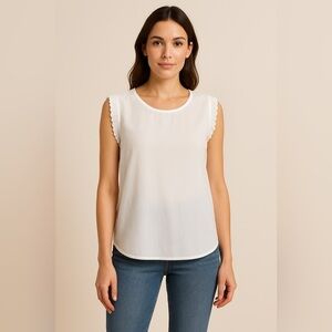 Ann Taylor Ivory Crepe Sheer Blouse Ethereal Angelcore Preppy Modest LP Coastal